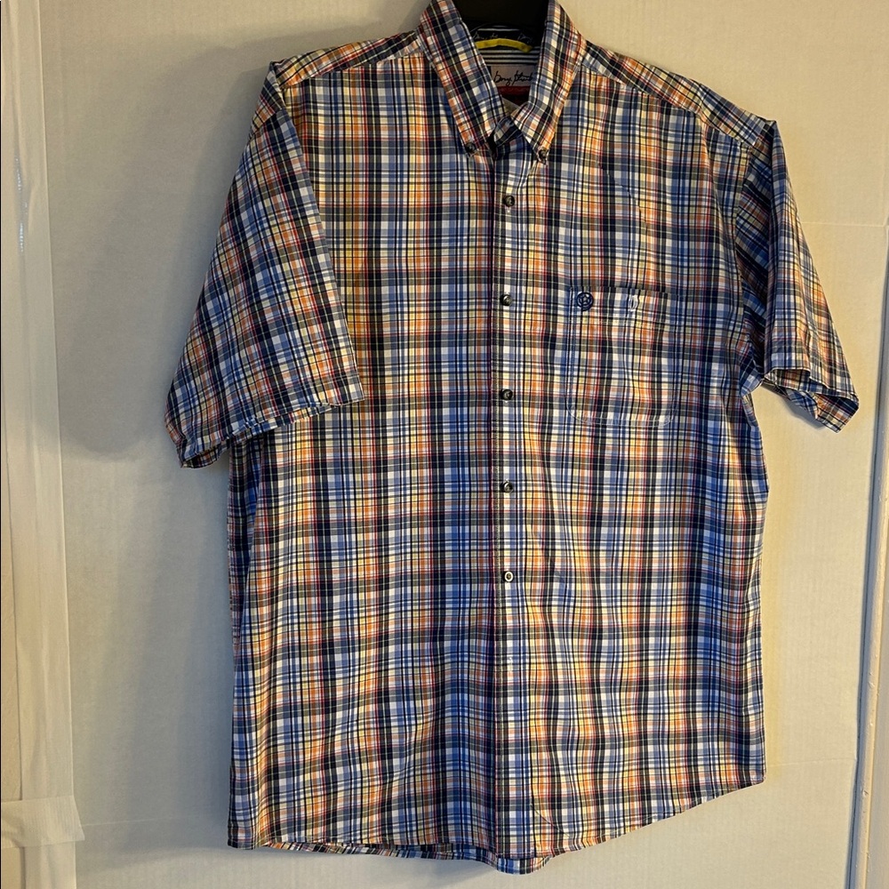 Wrangler George Strait Short Sleeve Button Down Plaid Western Cowboy Shirt Sz XL